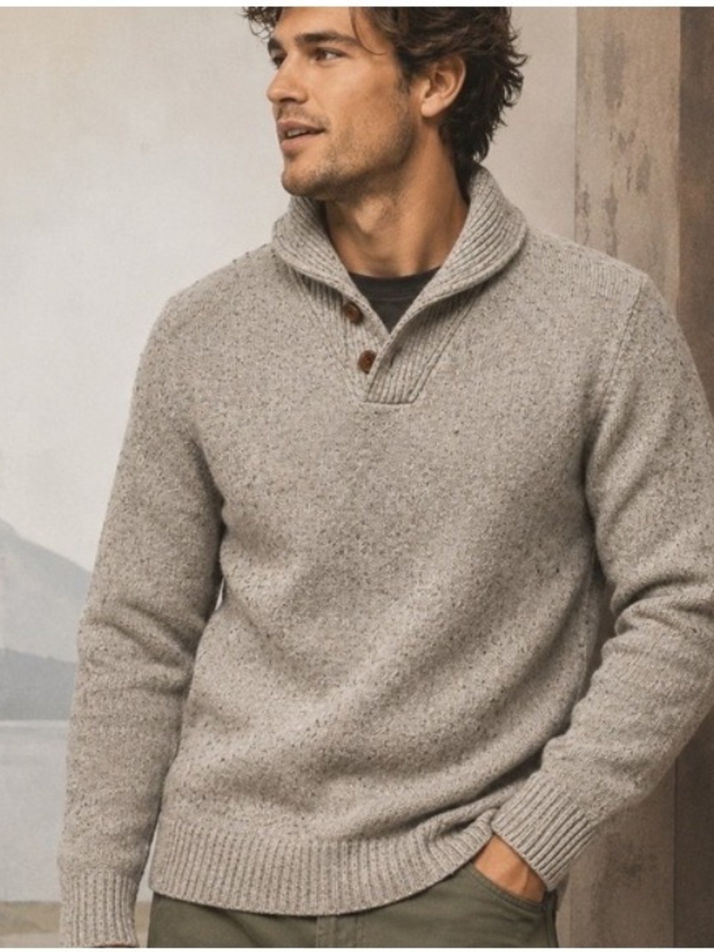 J.Crew Large Men's Rugged Merino Shawl Collar Donagal Sweater Nwot AD398